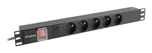 Lanberg PDU-05E-0200-BK rozdzielacz zasilania PDU 5 x gniazdo sieciowe 1U Czarny