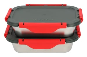 Sky Vision WFH10 Rectangular Food Storage Container, 0.925 L, Gray, Stainless Steel, Clear, 2-pack