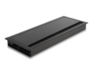 DeLOCK Kabeldurchführung mit Bürste für den Einbau in einen Tisch, 300 x 120 x 28 mm, schwarz