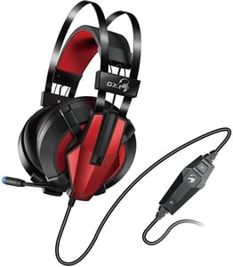 Genius HS-G710V Hörlurar med sladd, handhållna, för gaming, USB typ A, svart, röd