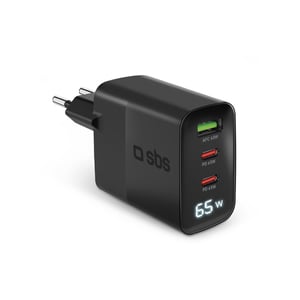 SBS TETRGANLCD1USB2C65K Ladegerät für mobile Geräte, universell, schwarz, Wechselstrom, Schnellladung, intern