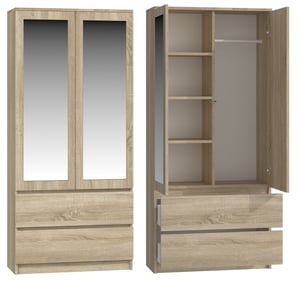 Topeshop SS-90 SON LUS KPL Wardrobe and Closet, 5 shelves, 2 doors, Oak