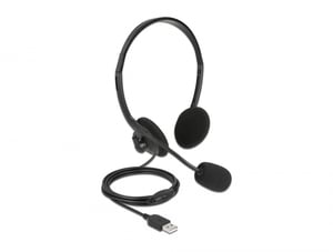 DeLOCK USB-Stereo-Kopfhörer mit Lautstärkeregler für PC und Laptop – ultraleicht