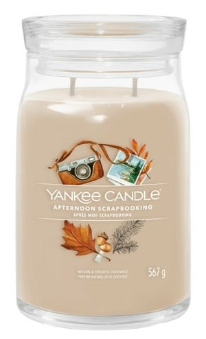 Yankee Candle Afternoon scrapbooking świeca Okrągły Bursztyn, Jabłko, Bergamotka, CEDAR, Eukaliptus, Imbir, Skóra, Cytryna, Piżmo, Gałka muszkatołowa, Paczula Beżowy 1 szt.