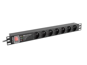 Lanberg PDU-PRO-07E-0200-BK rozdzielacz zasilania PDU 6 x gniazdo sieciowe 1U Czarny