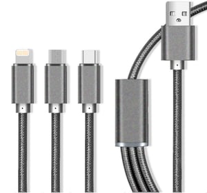MaXlife OEM001651 kabel USB USB A USB C/Micro-USB B/Lightning Szary