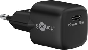 Goobay 65403 Ladegerät für mobile Geräte, universell, schwarz, Wechselstrom, Schnellladung, intern