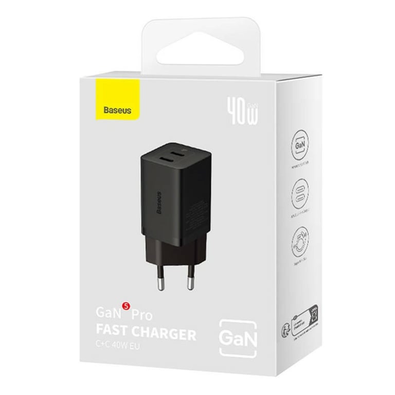 Baseus GaN5 Pro 40W Uniwersalne Czarny Prąd przemienny Szybkie ładowanie Wewnętrzna
