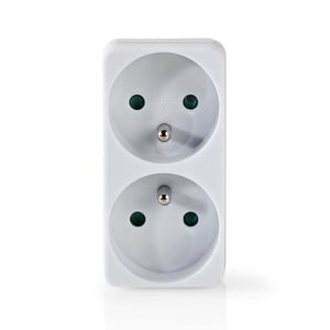 Nedis PSSPL200C2WT fördelare med 2 x nätuttag, för inomhusbruk, vit