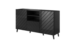 Cama Komoda ABETO 150x42x82 czarny/czarny połysk