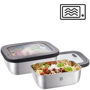GEFU 12781 Rectangular Food Storage Container Set, Stainless Steel, 2-piece set
