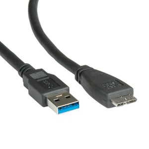 ROLINE 11.02.8875 USB 3.2 Gen 1 (3.1 Gen 1) Cable, 2 m, USB-A to Micro-USB-B, 5 Gbit/s, Black