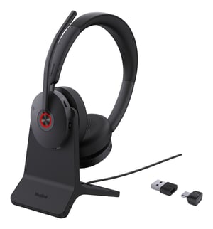 Yealink BH74 + Stand Teams USB-C/A Wireless Headset Headband Office/Call Center USB Type-C / USB Type-A Bluetooth Charging Stand Black