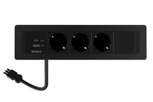 Deltaco GT-1303 AC Outlet + USB-A + USB-C, Black