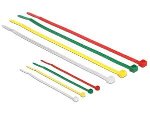 DeLOCK 18628 Nylon Cable Ties—Green, Red, Clear, Yellow—200 pcs.