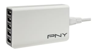 PNY P-AC-5UF-WUK01-RB Ladegerät für mobile Geräte, universell, grau, weiß, Wechselstrom, für den Innenbereich