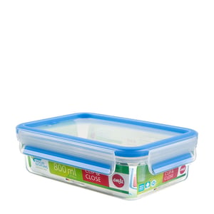 EMSA 508539 Rectangular Food Storage Container, 0.8 L, Clear, 8-pack