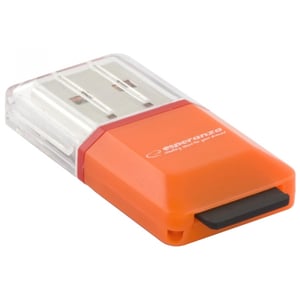 Esperanza EA134O USB 2.0 Card Reader: Orange, Silver, Transparent