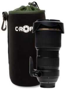 C-Rope CRP-LNB-XL-BLK-2 Camera Lens Case / Pouch—Black, Green Fleece, Neoprene, Zippered Case