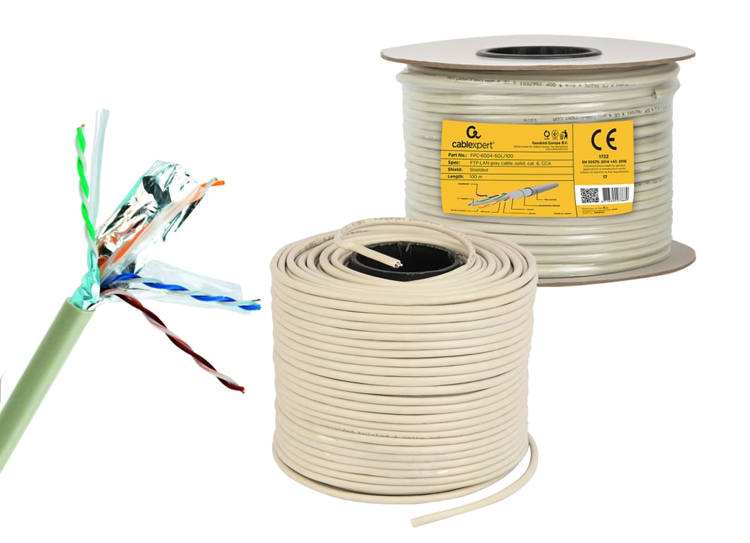 Gembird CAT6 FTP 100m kabel sieciowy Szary F/UTP (FTP)