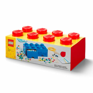 LEGO 8-Stud-Aufbewahrungsbaustein mit 2 Schubladen, rot – Freistehende Spielzeugaufbewahrungsbox, rot