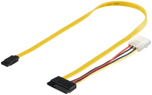 Goobay 68175 SATA-Kabel: SATA 7-polig – SATA 7-polig + 15-polig, schwarz, rot, gelb