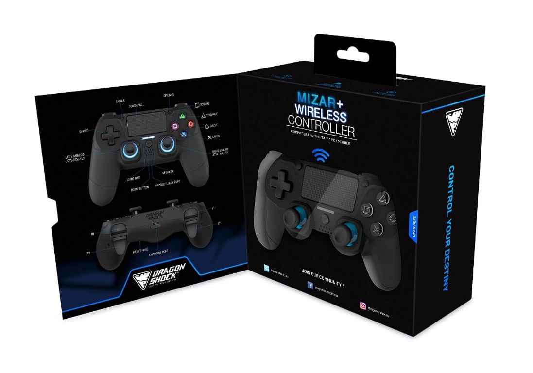 Dragonshock Mizar+ Czarny Bluetooth Gamepad Analogowa/Cyfrowa PC, PlayStation 4, Android