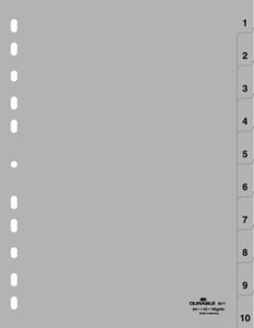 Durable 6511-10 Numeric Card Tab, Polypropylene (PP), Gray