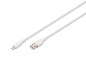 Digitus Silikon-Verbindungskabel Lightning, USB-A – Lightning, 2 m, weiß