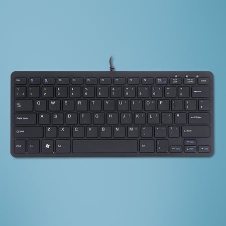 R-Go Tools Ergonomiczna klawiatura, R-Go Compact klawiatura, płaska konstrukcja,układ QWERTY (UK), przewodowa, czarna