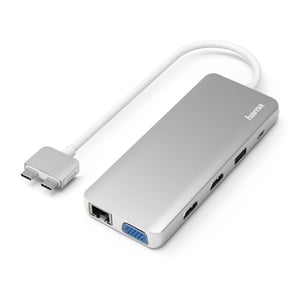 Hama 00200133 USB 3.2 Gen 1 (3.1 Gen 1) Type-C-Dockingstation, Silber, Weiß