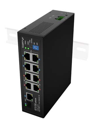 Lanberg ILFE-8P-1GE-1S-120 przełącznik sieciowy Nie zarządzany Fast Ethernet (10/100) Obsługa PoE 1U Czarny