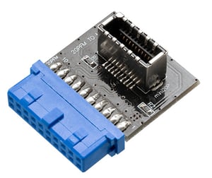 Akasa AK-CBUB51-BK adapter för USB 3.0-kablar, 19-polig kontakt till USB 3.1 A, blå