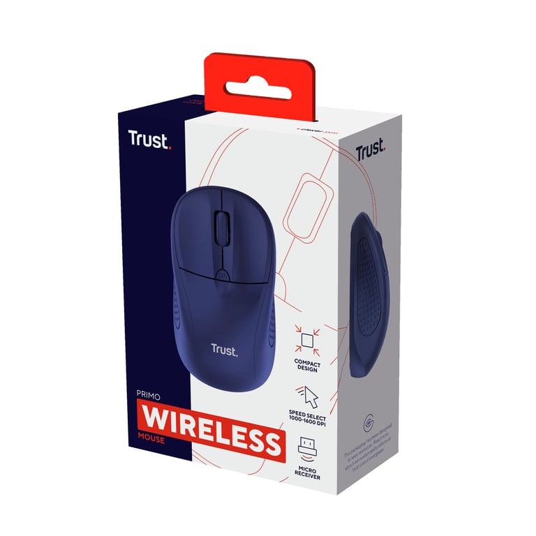 Trust Primo myszka Podróżniczy Oburęczny RF Wireless Optyczny 1600 DPI