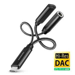 Axagon ADA-HCPD 0.1 m USB-C to 3.5 mm audio cable, Black