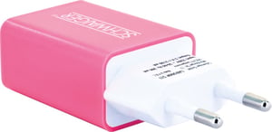 Schwaiger LAD300P 511 Portable Device Charger for Headphones, Smartphones, and Tablets—Pink, White—AC Power—Indoor Use