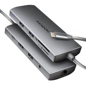 Axagon HMC-8HLSA Wired USB 3.2 Gen 1 (3.1 Gen 1) Type-C Docking Station, Gray
