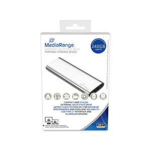MediaRange MR1101 Extern SSD-enhet 240 GB USB Type-C 3.2 Gen 2 (3.1 Gen 2) Silver