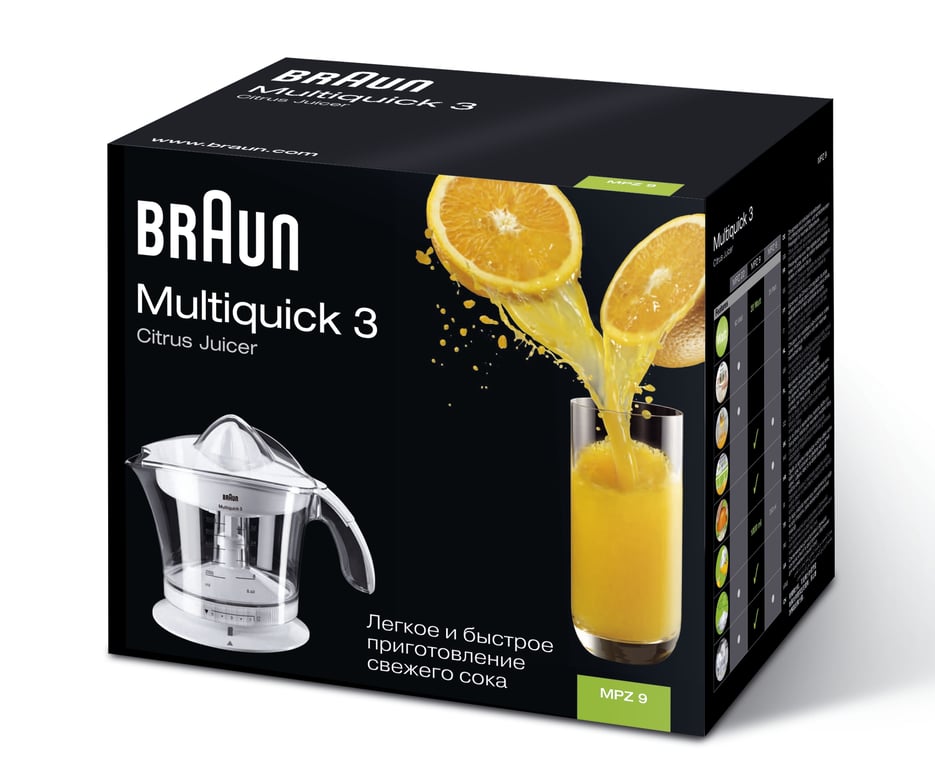Braun Multiquick MPZ9 elektryczna wyciskarka do cytrusów 20 W Przezroczysty