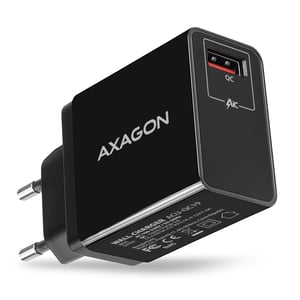 Axagon ACU-QC19 laddare för bärbara enheter Mobiltelefon, Powerbank, Smartphone, Surfplatta, Universell Svart Växelström Snabbladdning Inbyggd
