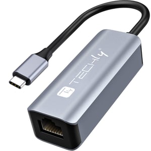 Techly IDATA USB-ETGIGA-CA Wired USB 3.2 Gen 1 (3.1 Gen 1) Type-C Docking Station, Black, Silver