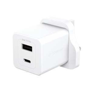 PanzerGlass empower™ by ® Turbo 35-W-Ladegerät inkl. USB-C + USB-A | UK-Stecker | Silber-Weiß