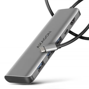Axagon HMC-5H USB-C 3.2 Gen 1 Hub 3x USB-A 4K HDMI PD 100W - Silver Wired USB 3.2 Gen 1 (3.1 Gen 1) Type-C Silver