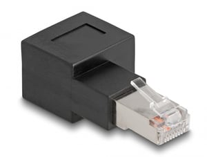 DeLOCK-Adapter, RJ45-Stecker auf RJ45-Buchse, Cat.6A, um 90° nach rechts abgewinkelt
