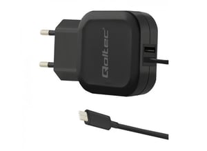 Qoltec 50190 laddare för bärbara enheter Mobiltelefon, surfplatta, telefon, universell Svart Växelström Inomhus
