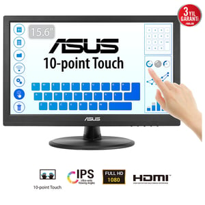 ASUS Touch VT169HE monitor komputerowy 39,6 cm (15.6") 1920 x 1080 px Full HD LED Ekran dotykowy Blad Czarny