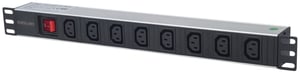 Intellinet 163620 PDU-Stromverteiler, 8 x Netzwerkanschluss, 1U, Schwarz, Silber
