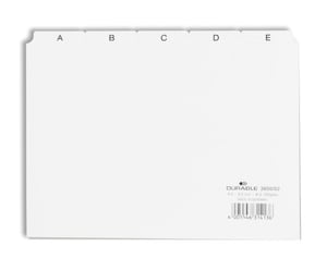 Durable 365002 Card Tab: PVC Alphabet Tab, White