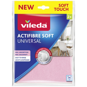 Vileda 4023103240810 rengöringsduk, mikrofiber, polyuretan, grå, rosa, 2 st.