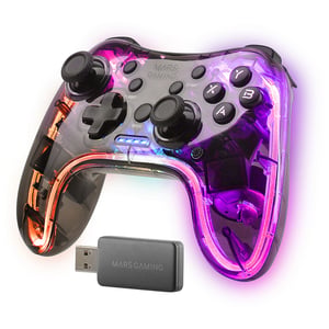 Mars Gaming MGP-24 Svart, genomskinlig RF-gamepad för Android, Mac, PC, PlayStation 4, PlayStation 3, Xbox 360